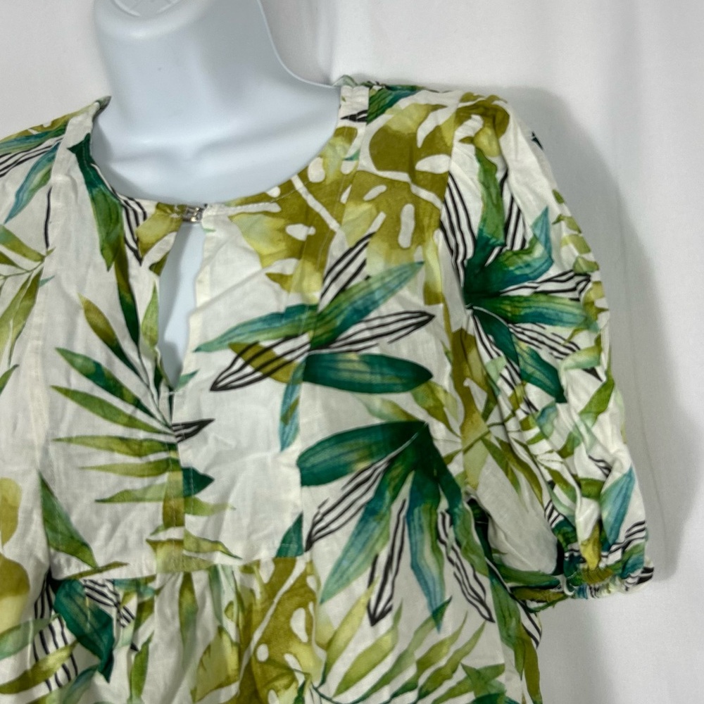 Sigrid Olsen Linen blend Tropical Leaf Print Blouse NWT S - Picture 8 of 12